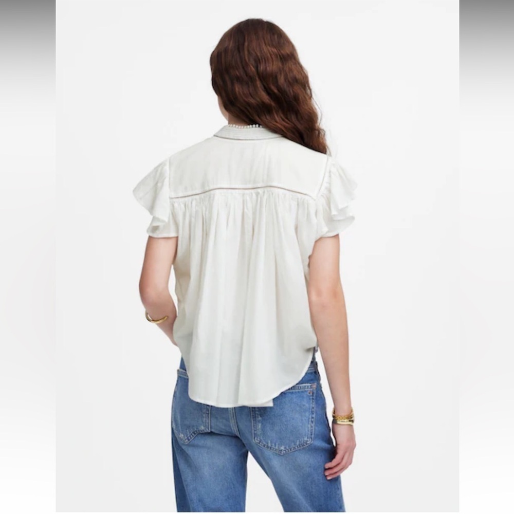 Madewell Shirred Lace-Trim Top Sz. S - Picture 4 of 10